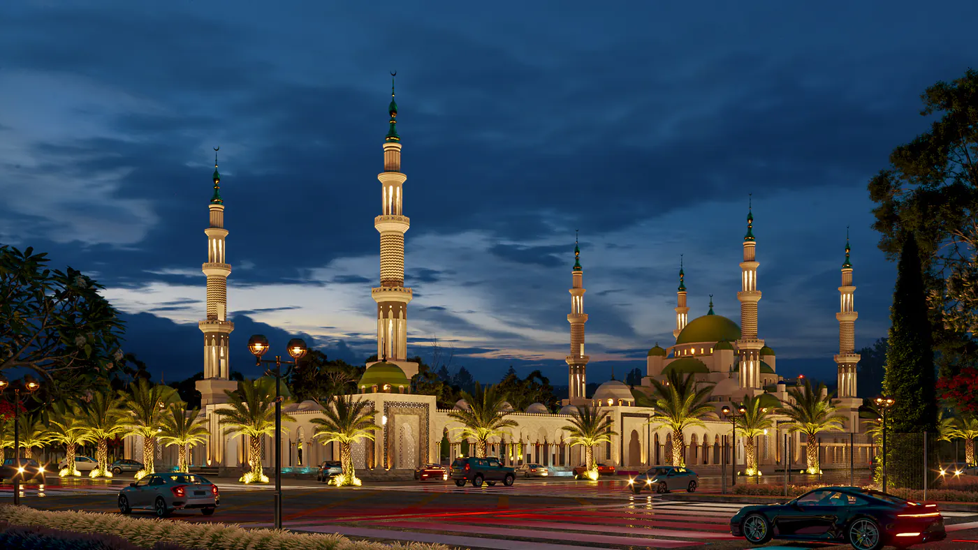 Grand Mosque of Royal Swiss Housing Multan render by Janan Manzil